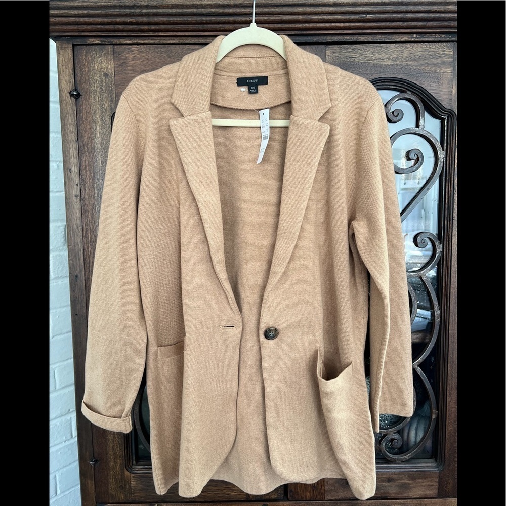 NWT J Crew sweater blazer Camel